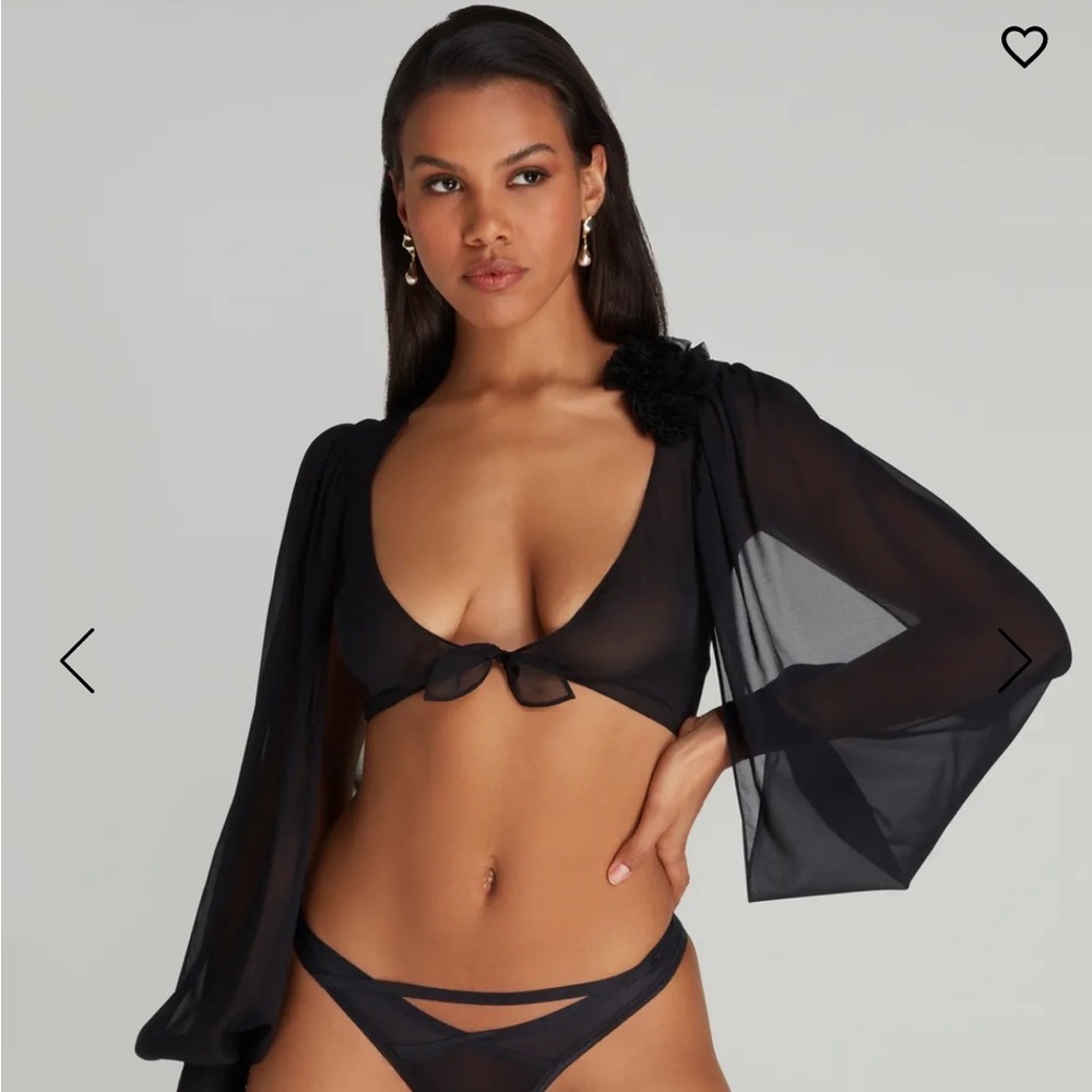 Agent Provocateur Elegant Black Sheer Sleeve Women's Top jacket cropped mesh